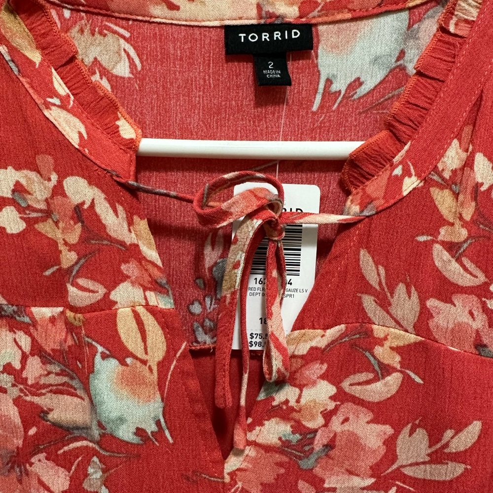 NWT Torrid orange floral long sleeve dress - Picture 3 of 9
